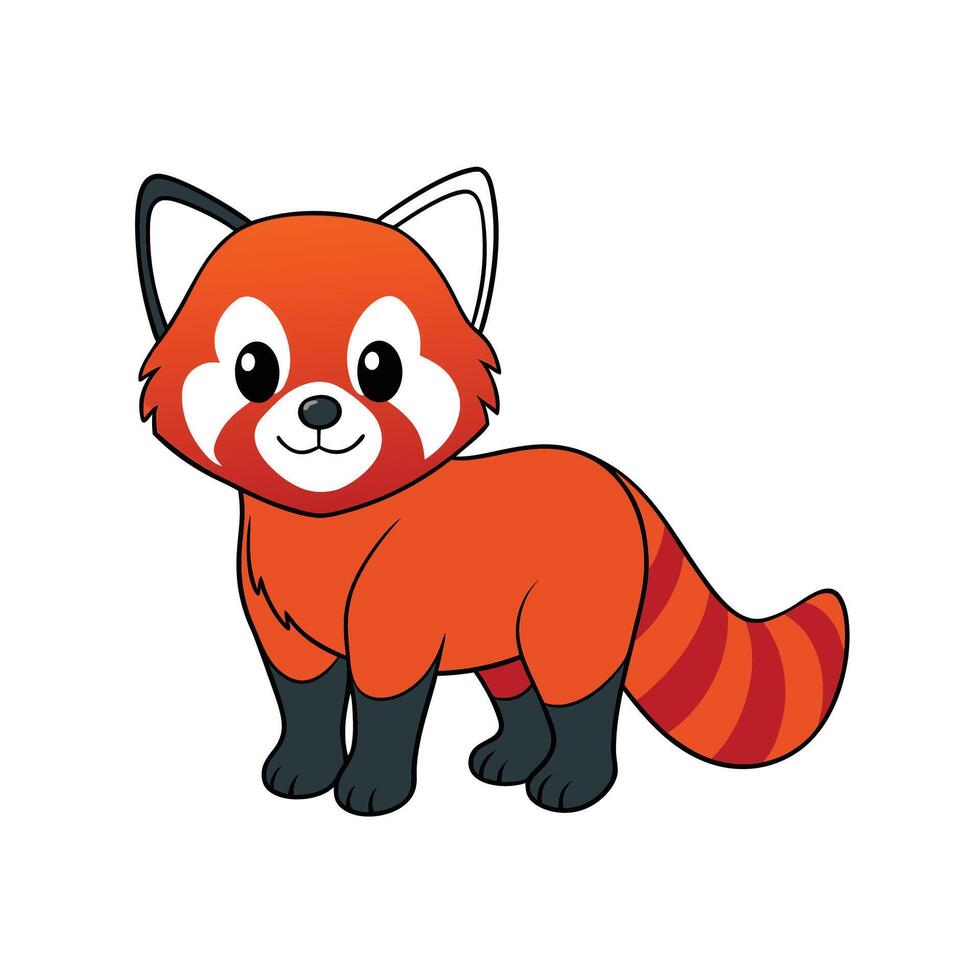 Cartoon red panda with big eyes on white background vector