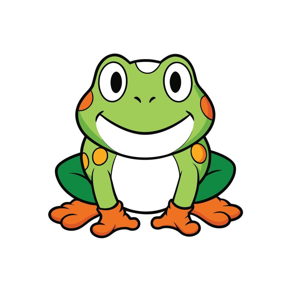 Cartoon frog smiling widely on white isolated background vector