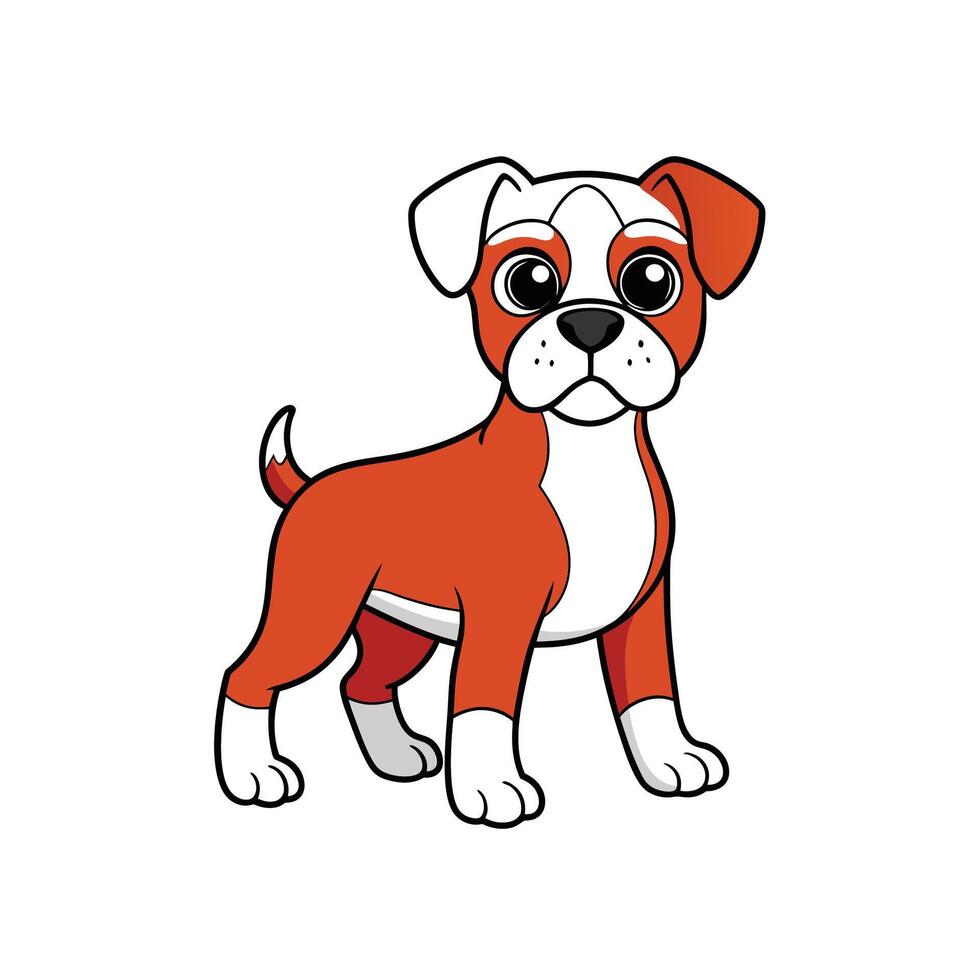 Cartoon boxer puppy illustration with big eyes and cute look vector