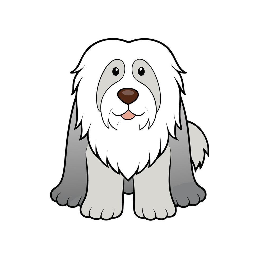 Cartoon Old English Sheepdog illustration with friendly expression vector