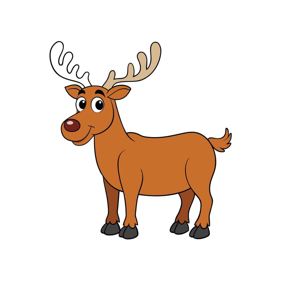 Cartoon moose with a cheerful expression on white background vector