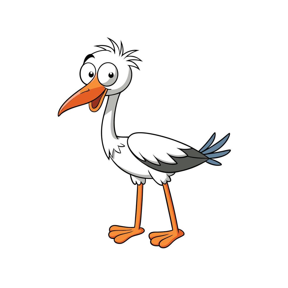 Cartoon stork character standing isolated against a white background vector