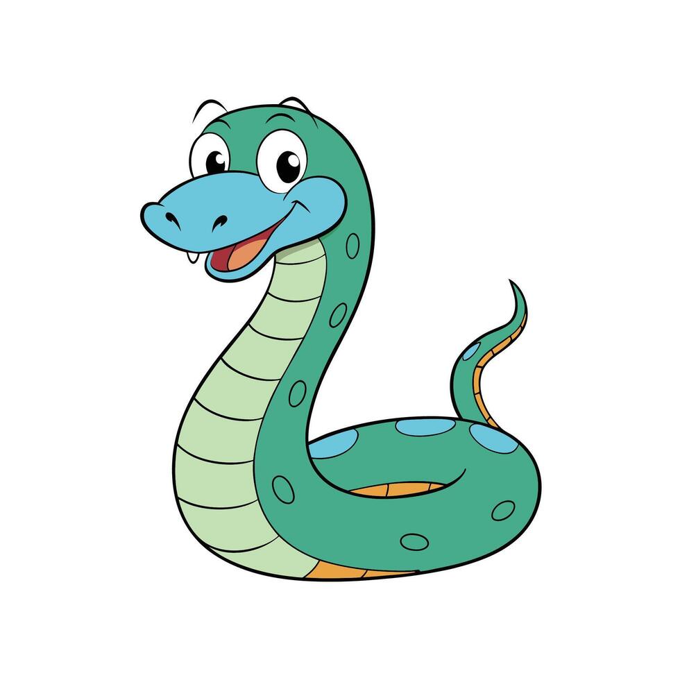 Cartoon Snake Illustration with a Smiling Face and Stripes vector