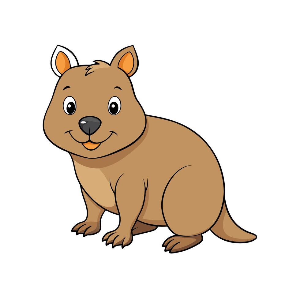 Cartoon Quokka illustration in full view, isolated on white vector