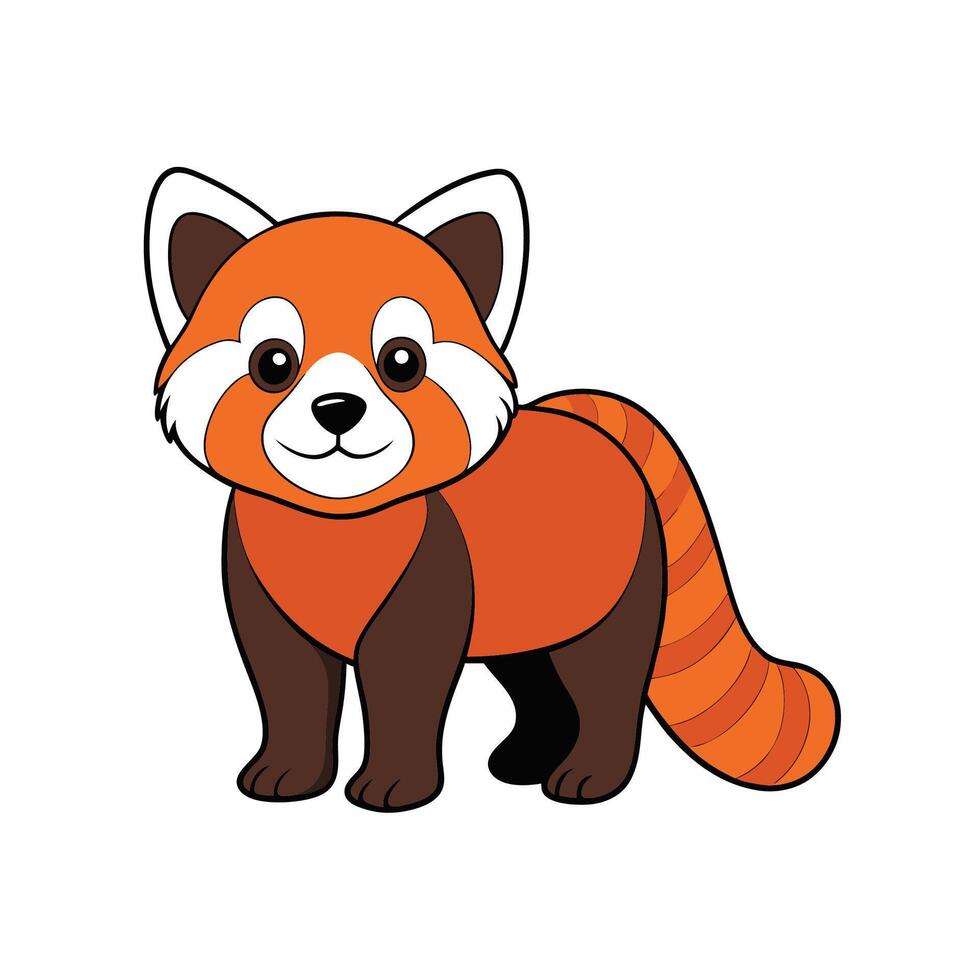 Cute cartoon red panda illustration, isolated on white background vector