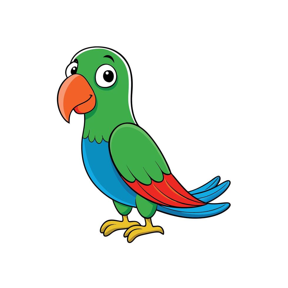 Cartoon parrot illustration with vibrant colors on a white background vector