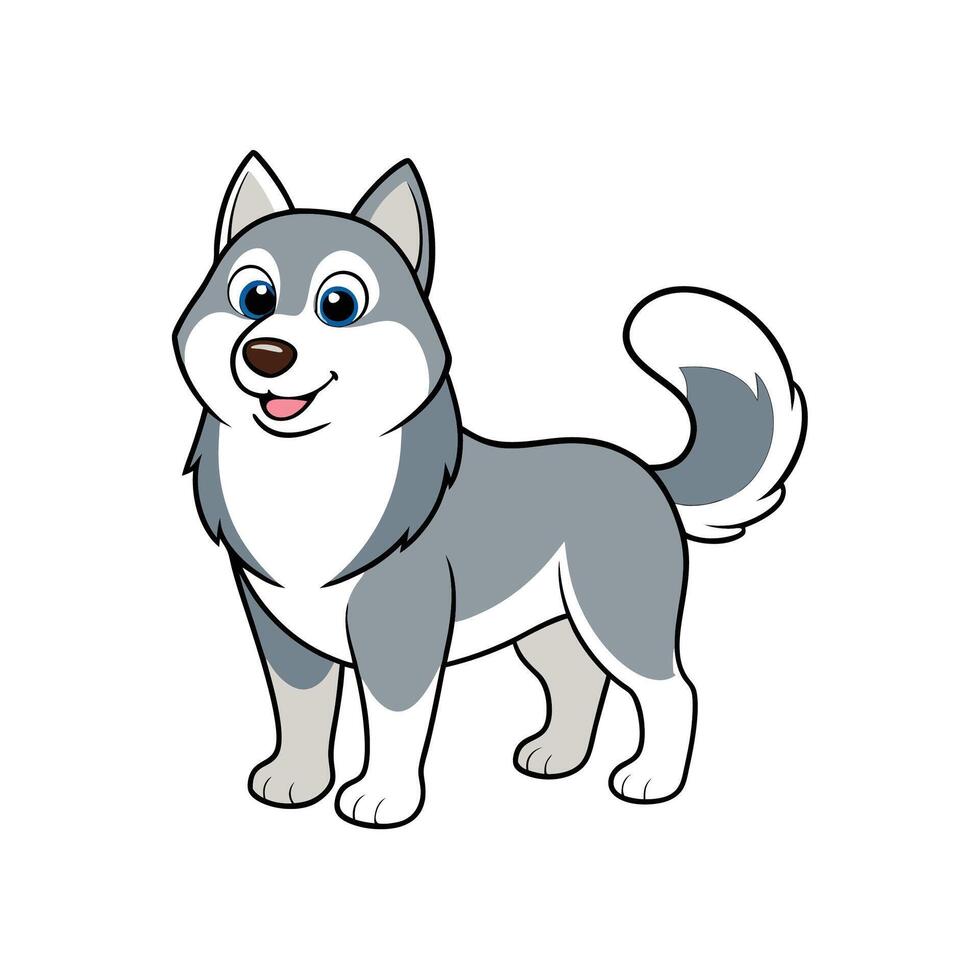 Cartoon Husky dog with cute expression standing and smiling vector