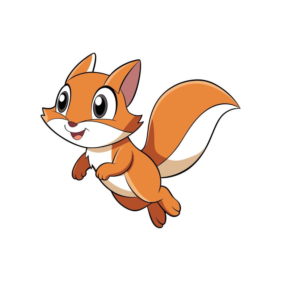 Cartoon squirrel character illustration with happy face jumping vector