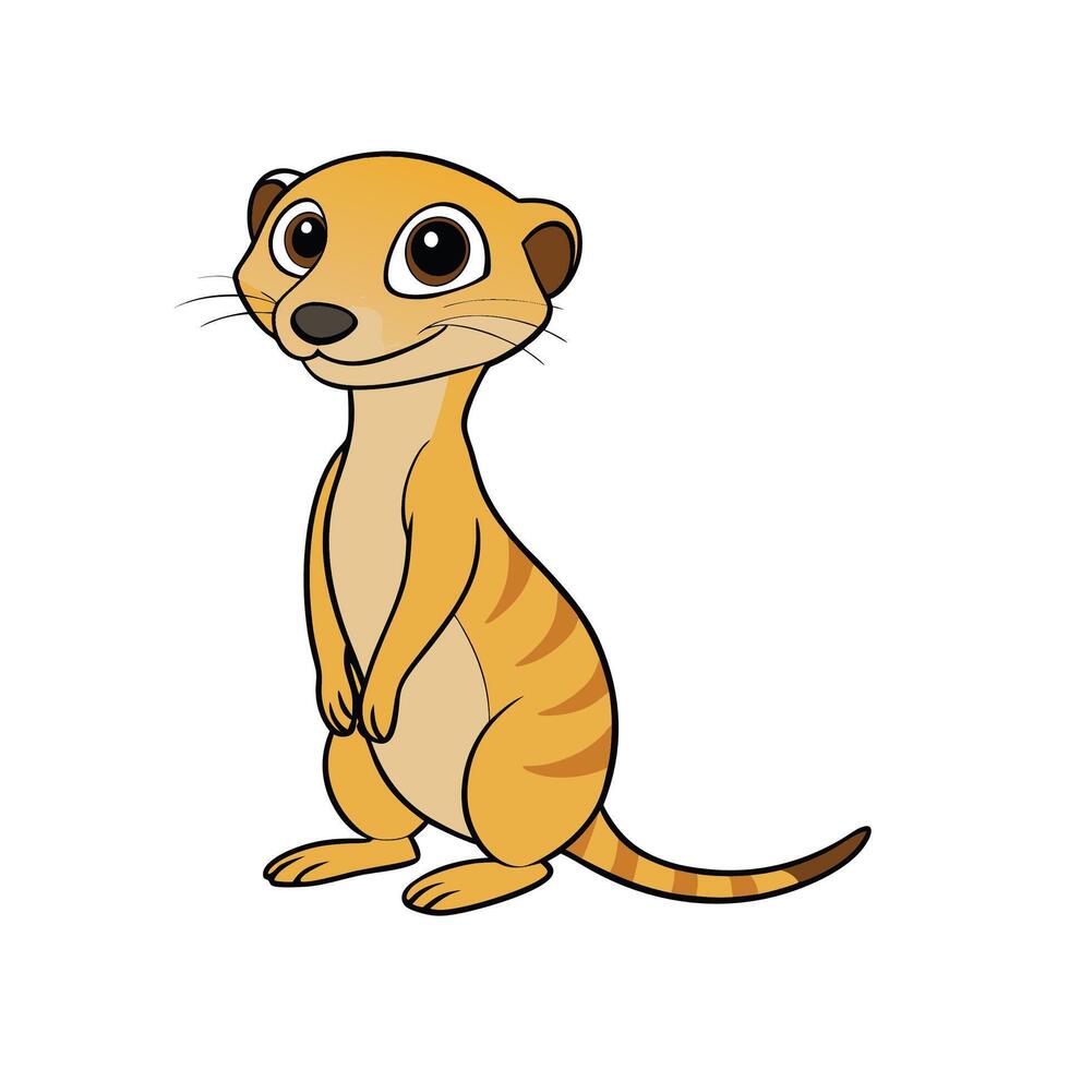 Cartoon meerkat standing attentively against a clean white background vector