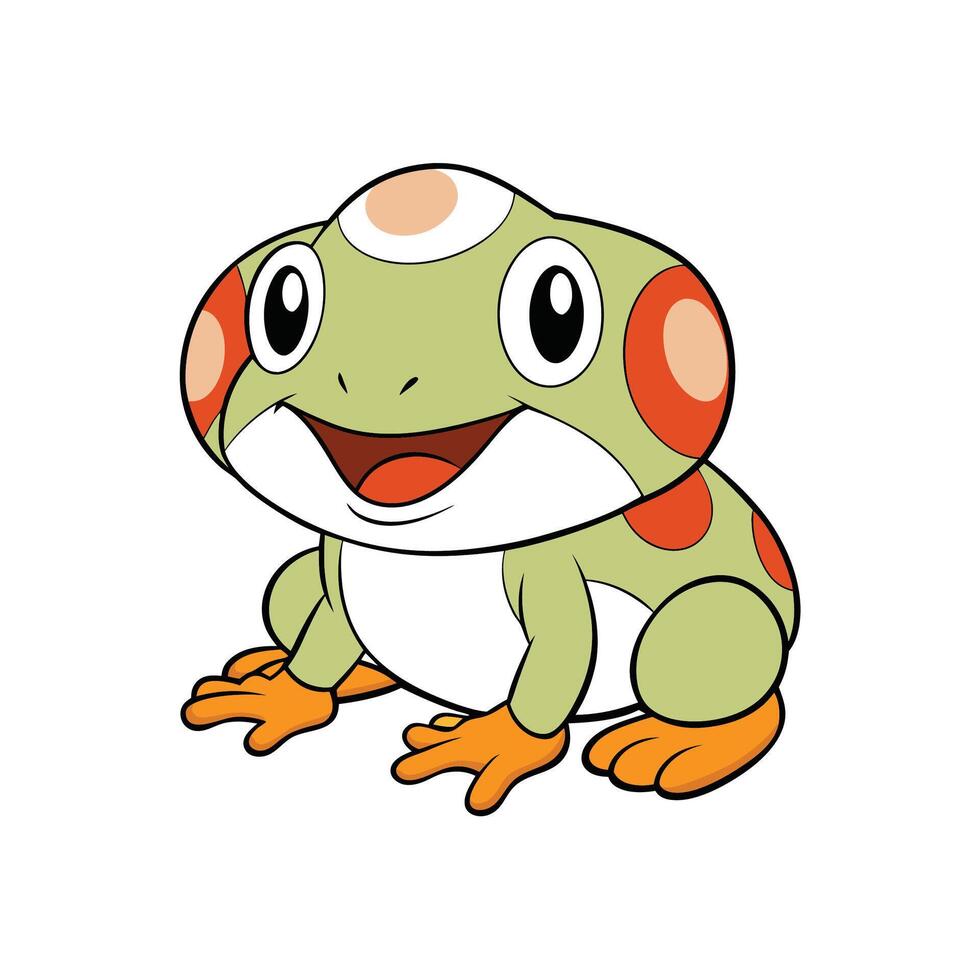 Cartoon Spotted Frog Smiling with Delightful Expression Isolated vector