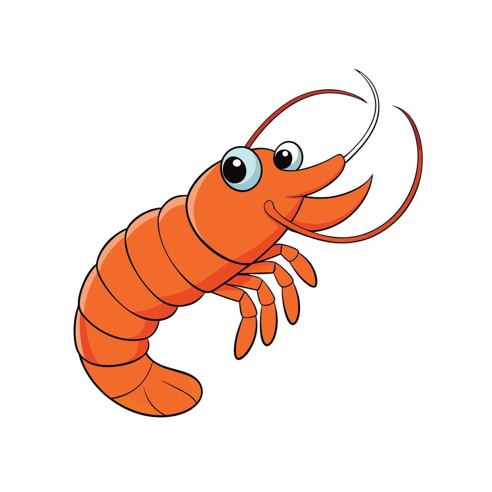 Cartoon Shrimp Illustration on White Background for Childrens Content vector