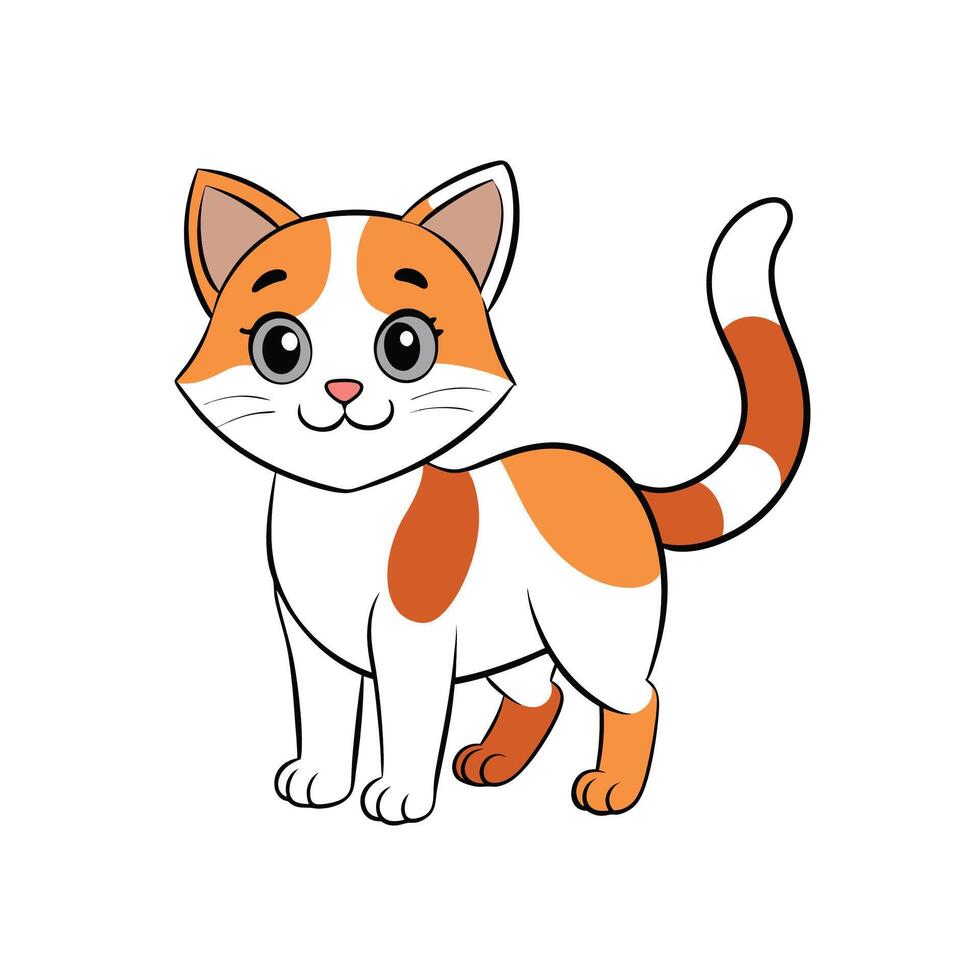 Cartoon orange and white cat on white background vector