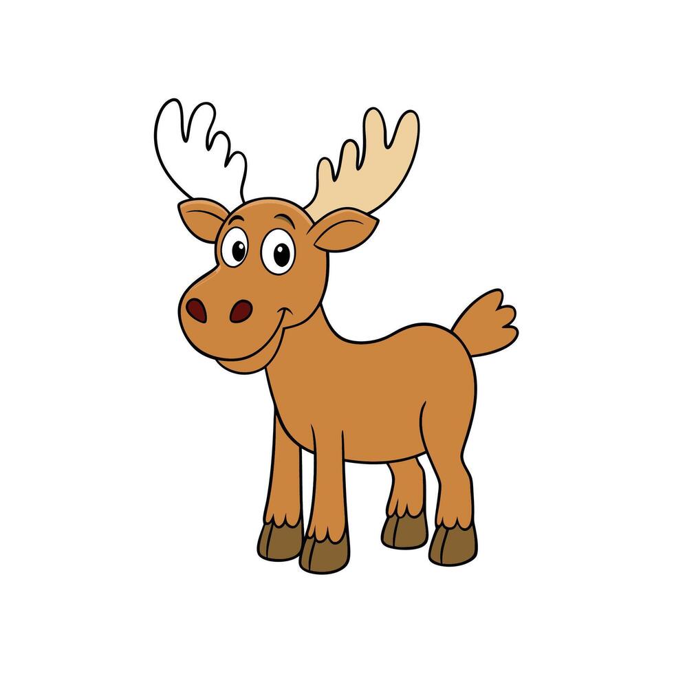 Cartoon moose illustration standing on white background stock image vector