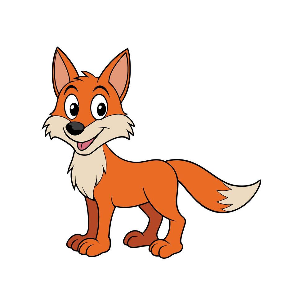 Friendly fox cartoon character standing isolated on white background vector