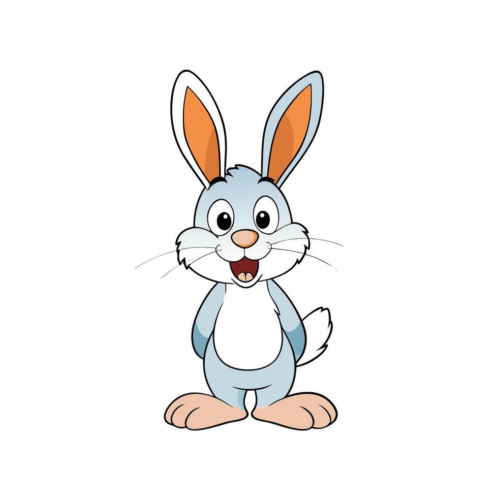 Cartoon rabbit standing and smiling, full body illustration vector