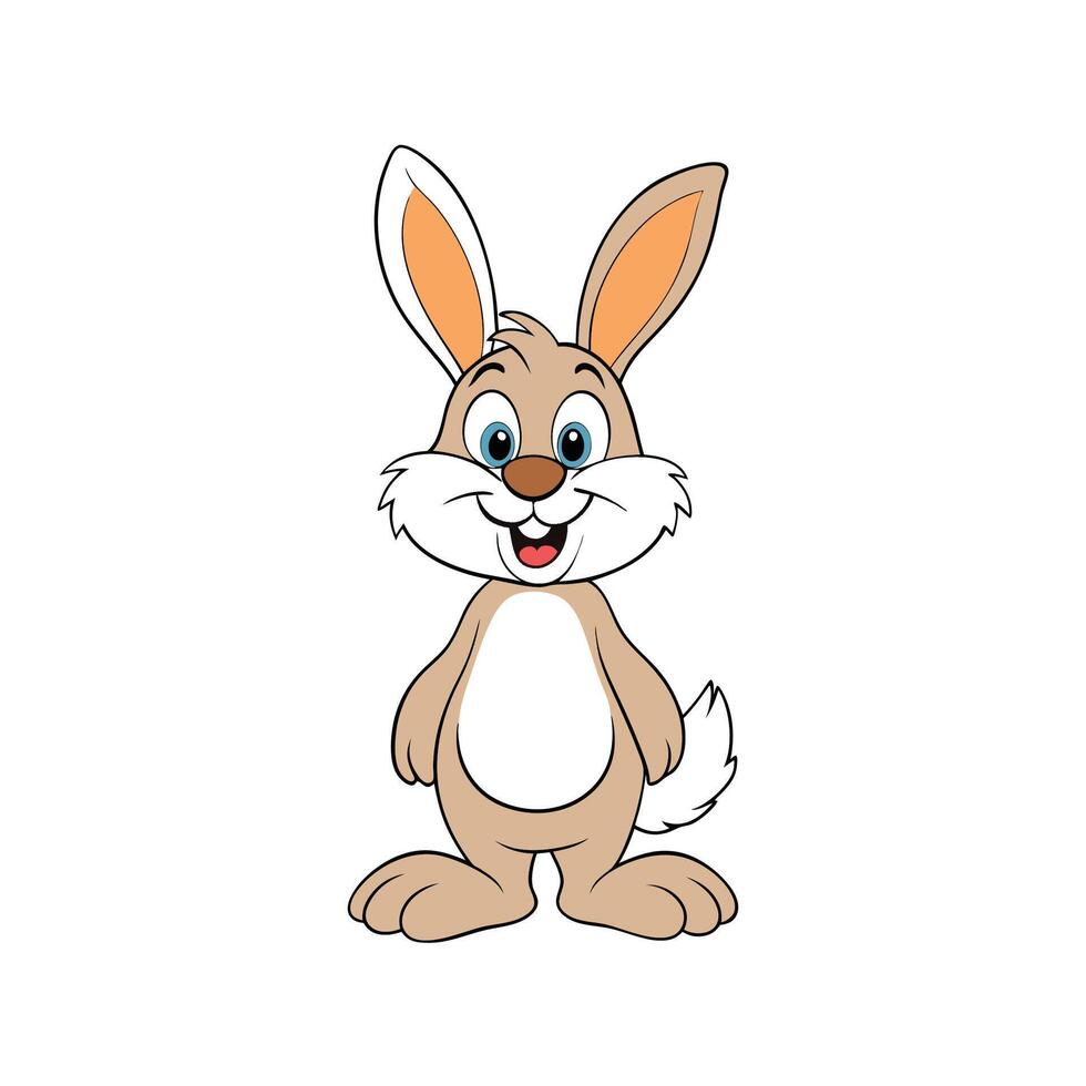 Cheerful cartoon rabbit standing tall with a big smile vector