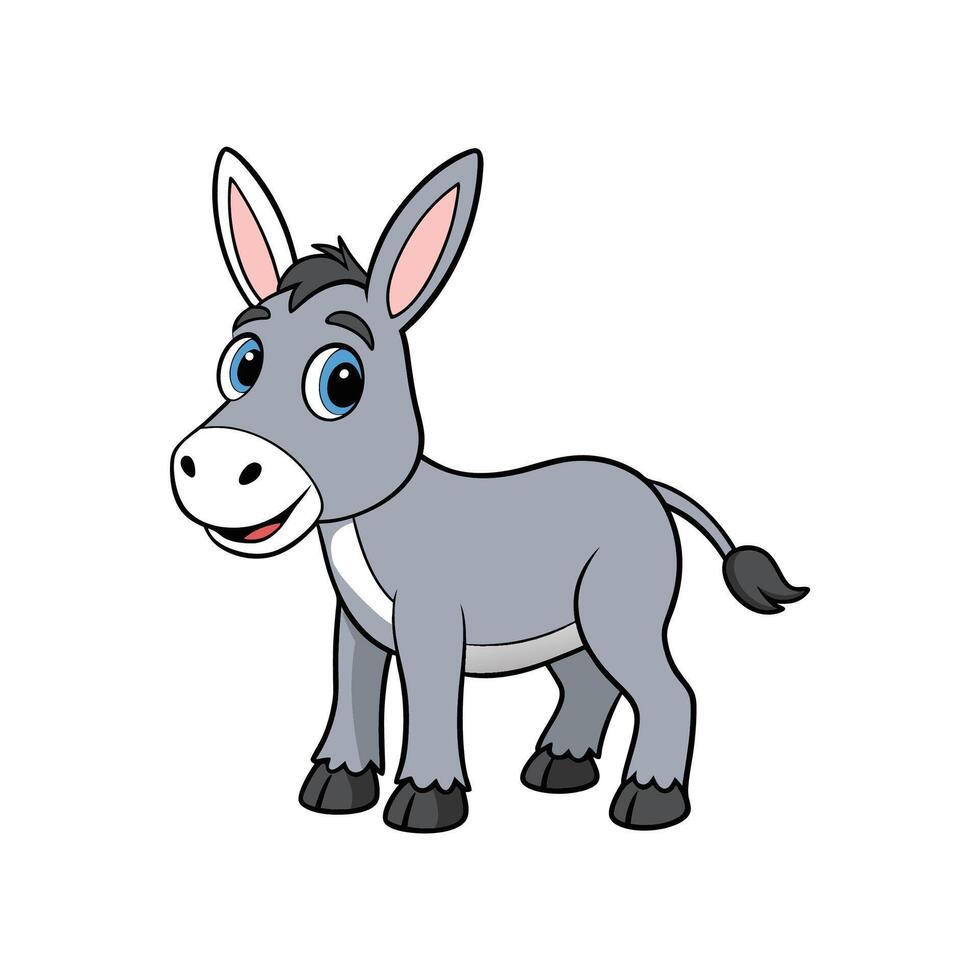 Cartoon donkey isolated on white background, illustration style vector