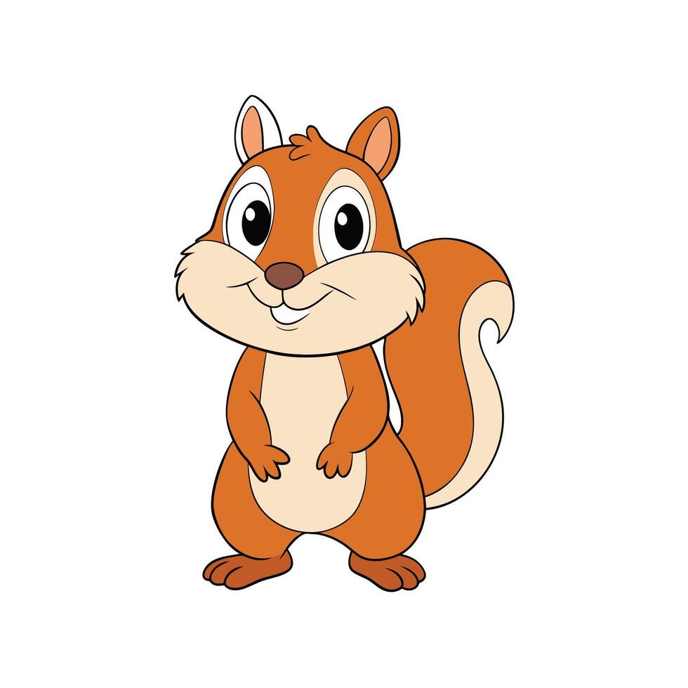 Cartoon squirrel standing upright with a smile on white vector