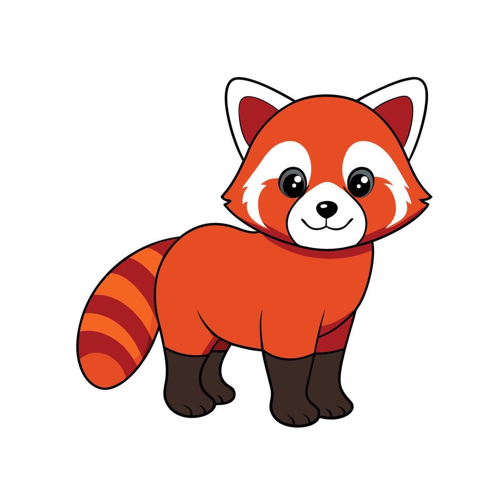 Cartoon red panda illustration on white background full shot vector