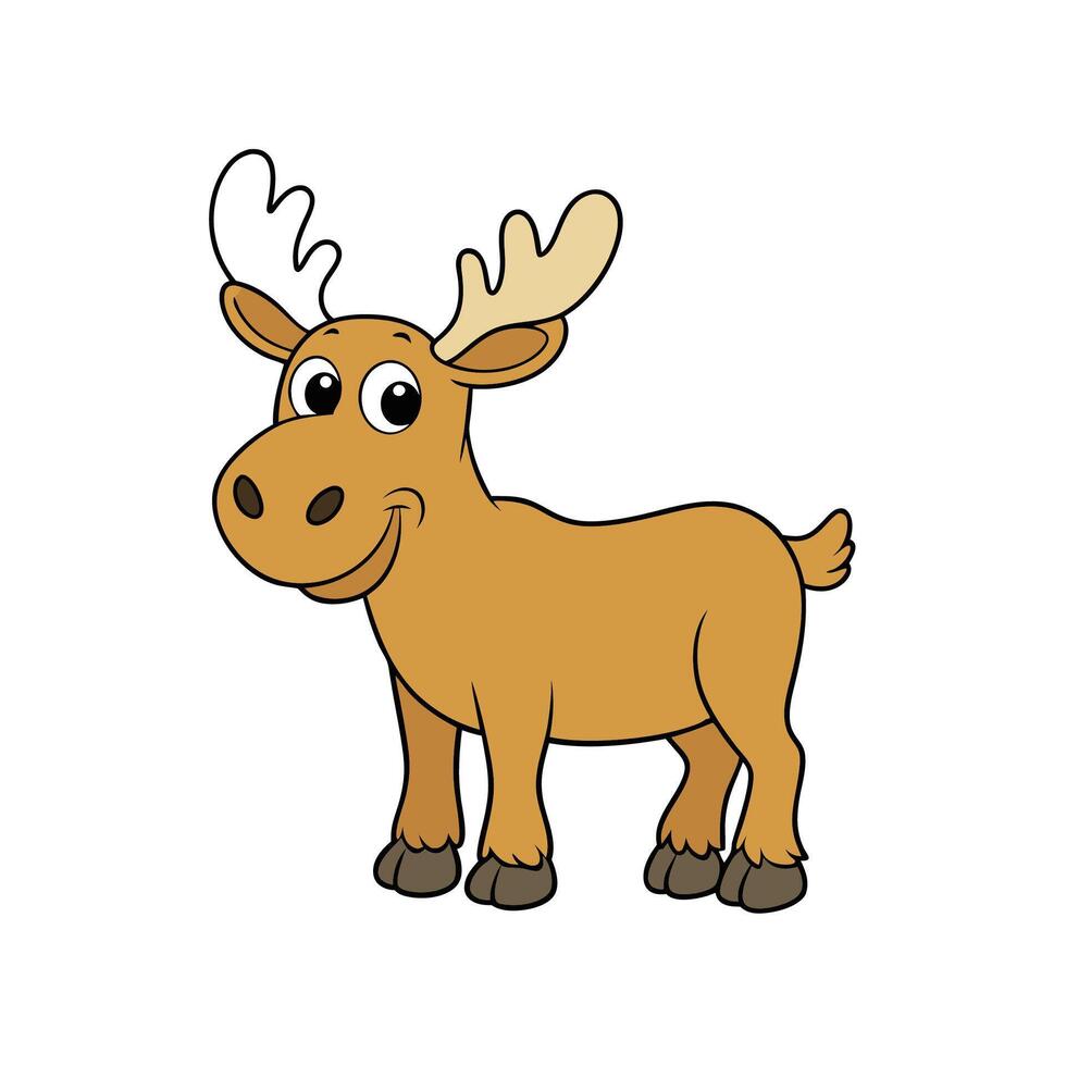 Cartoon moose illustration isolated on white background standing pose vector