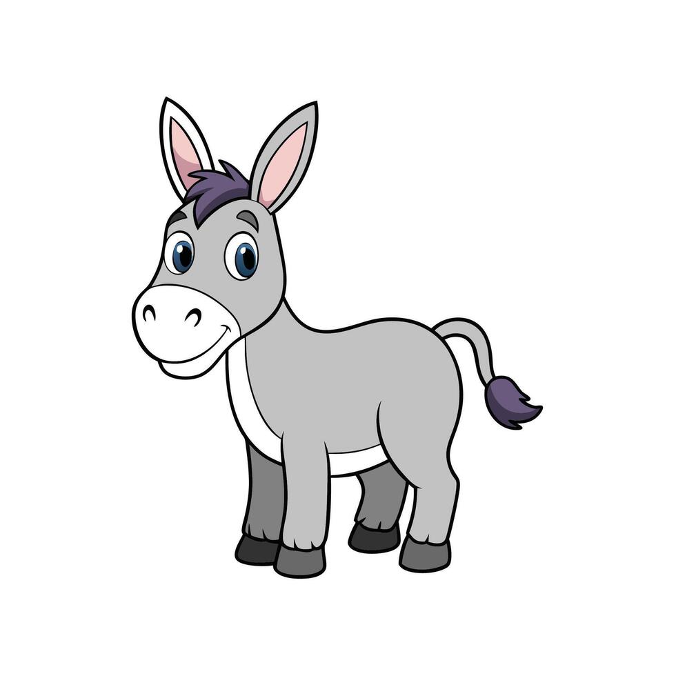 Cartoon donkey standing with a smile on white background vector