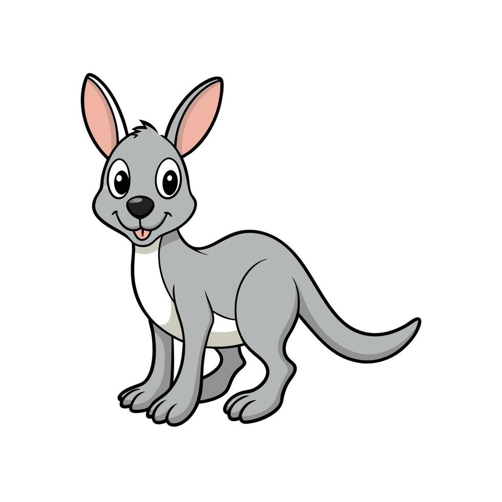 Cartoon Kangaroo Illustration Standing Isolated on White Background vector