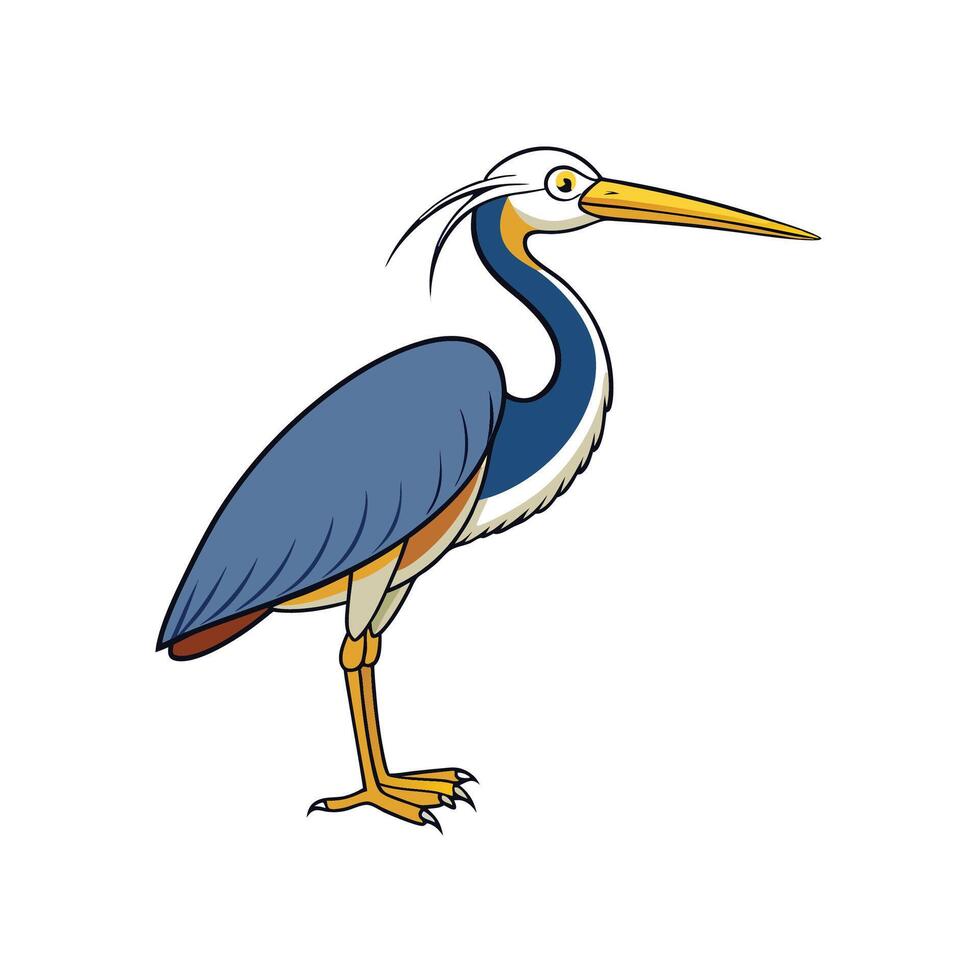 Elegant heron illustration with clean lines and bright colors vector