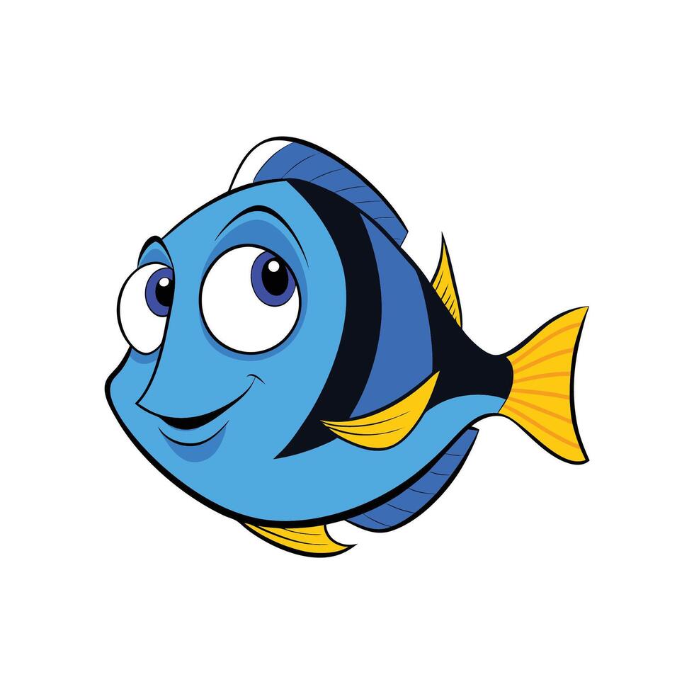 Cheerful cartoon fish with bright colors isolated on white vector