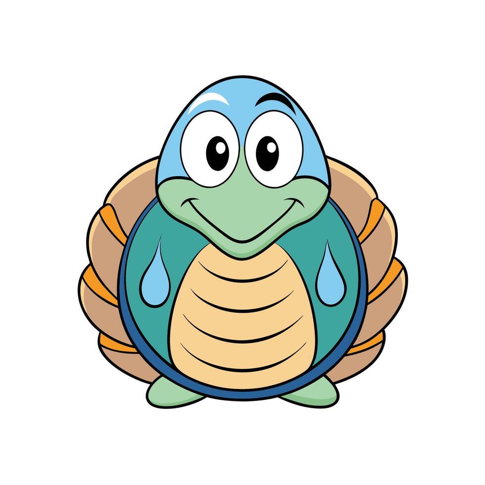 Cartoon turtle illustration with cheerful expression on white background vector