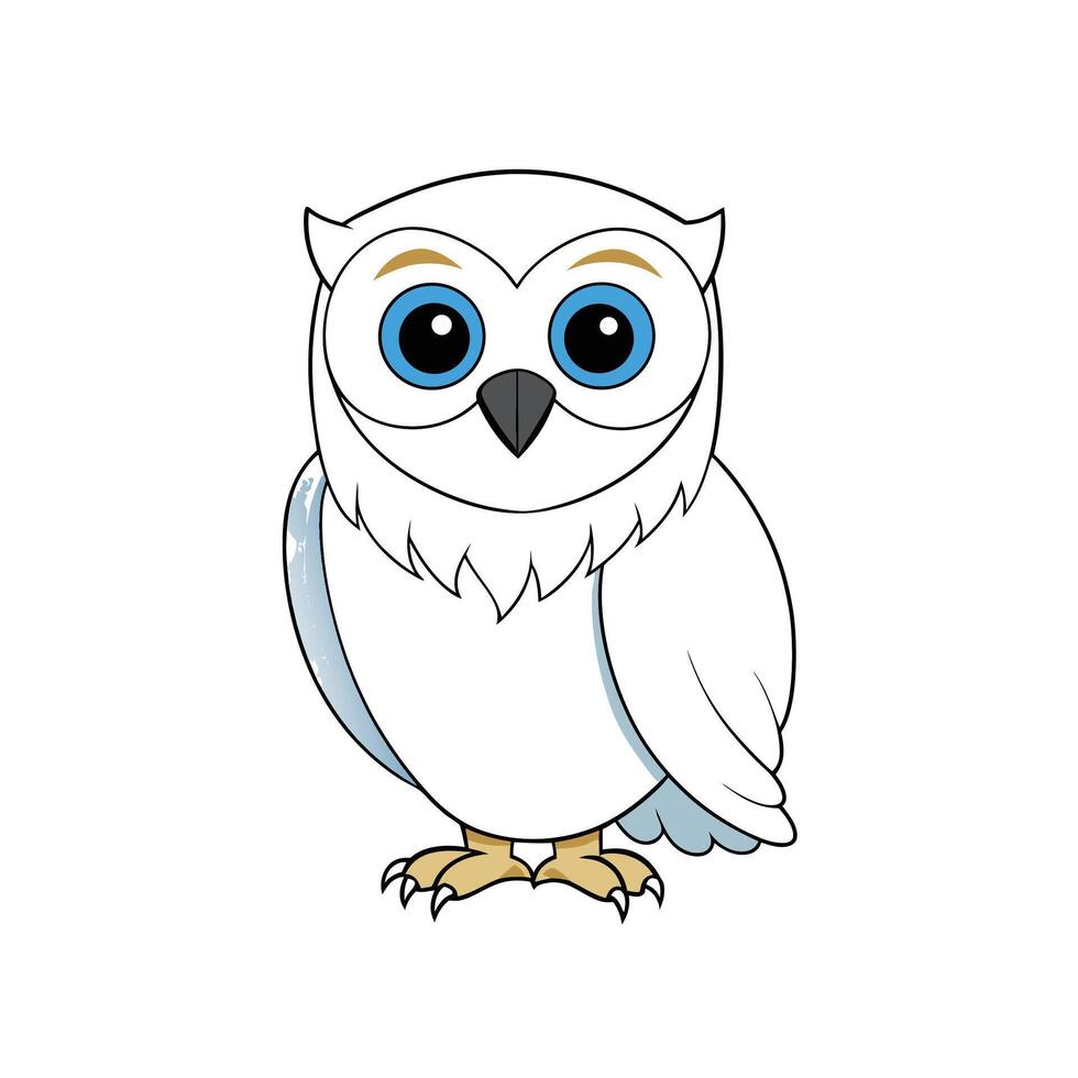 Cartoon snowy owl character illustration on a white background vector