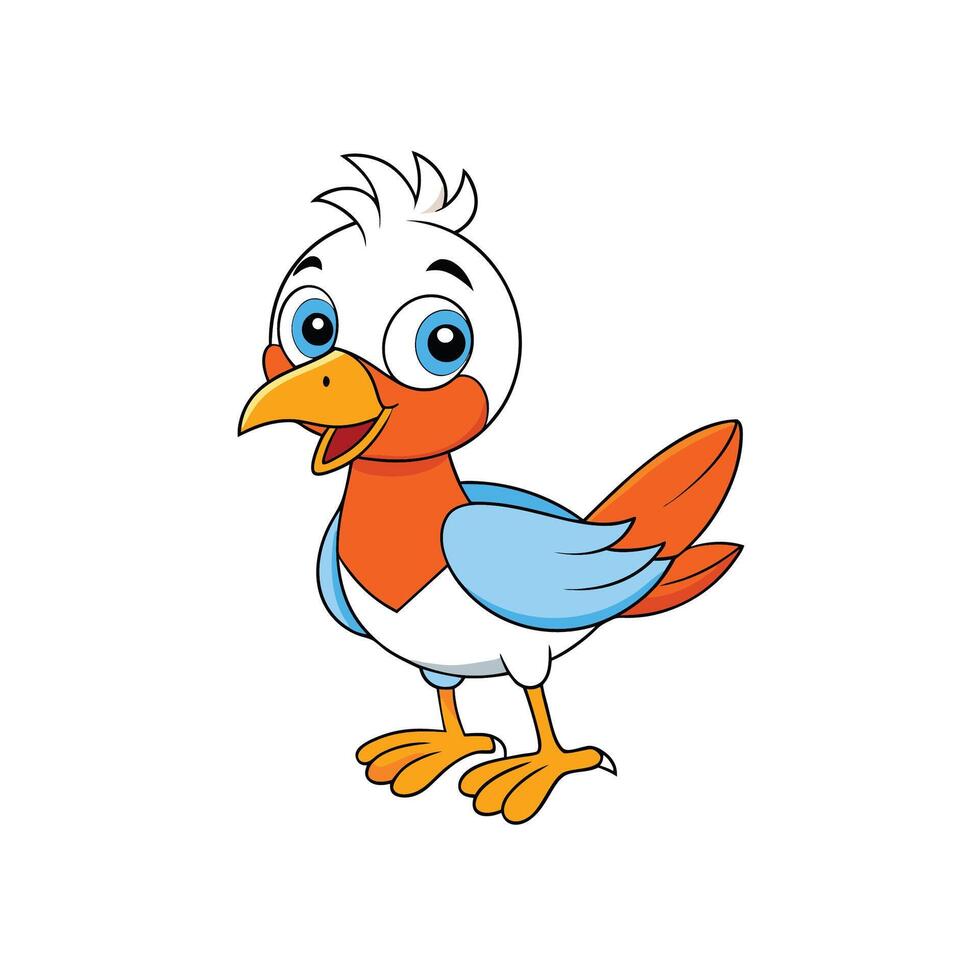 Cartoon bird illustration with cheerful expression and vibrant colors vector