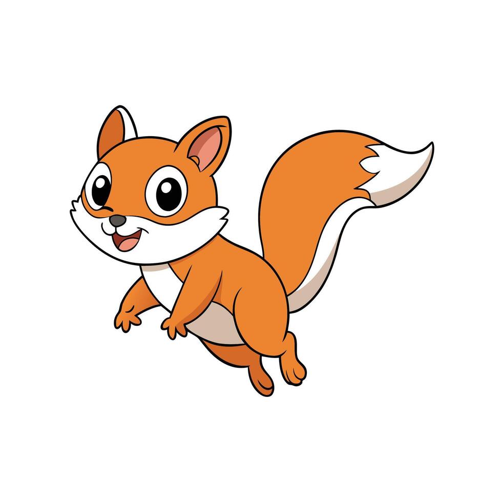 Cute cartoon squirrel flying through the air happily illustration vector