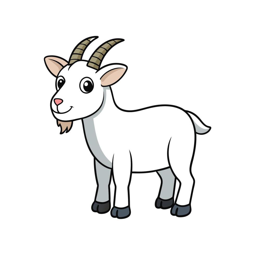 Cartoon illustration of cute goat on white background vector