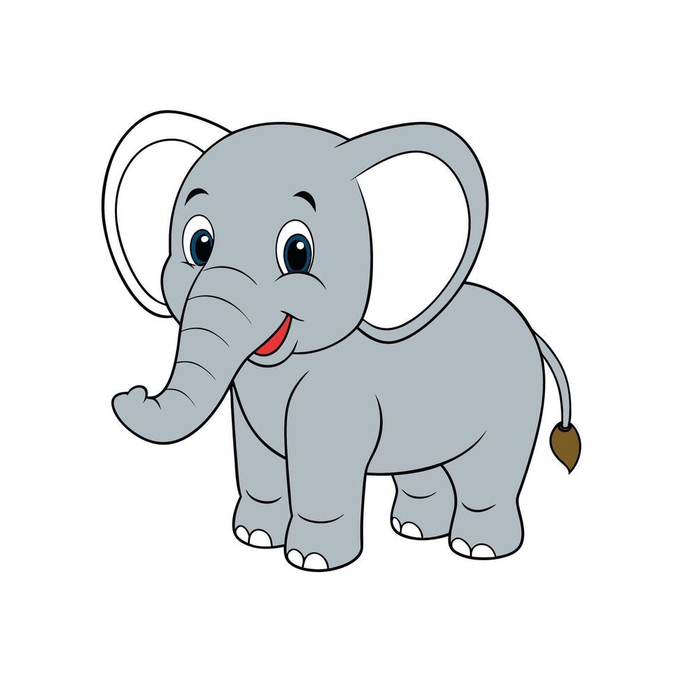 Happy cartoon elephant standing isolated on a white background vector