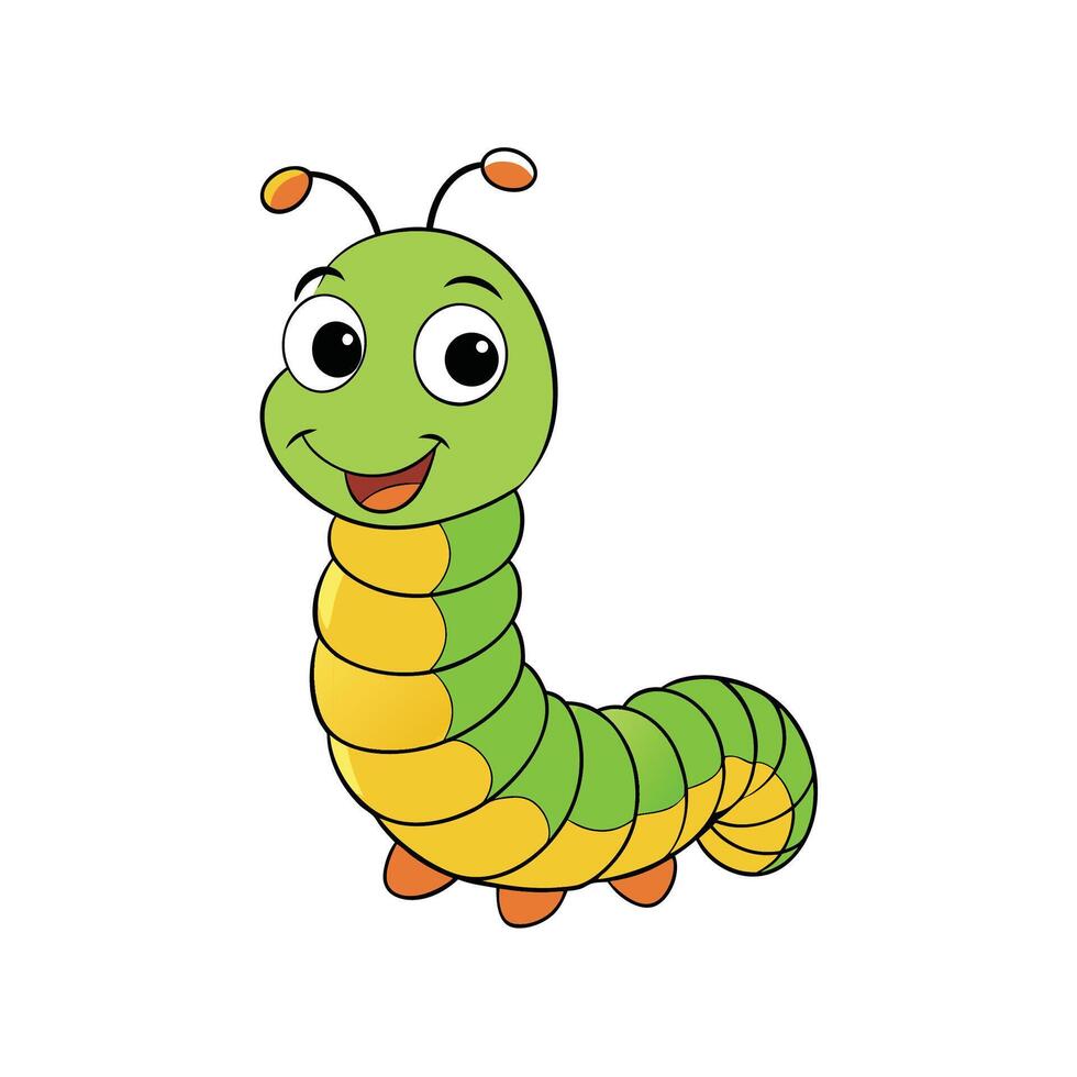 Smiling cartoon caterpillar image against a white background vector