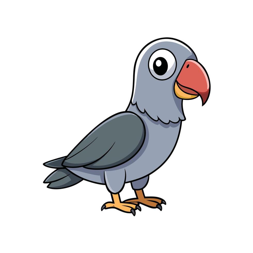 Cartoon Grey Parrot Standing Profile Image Illustration vector