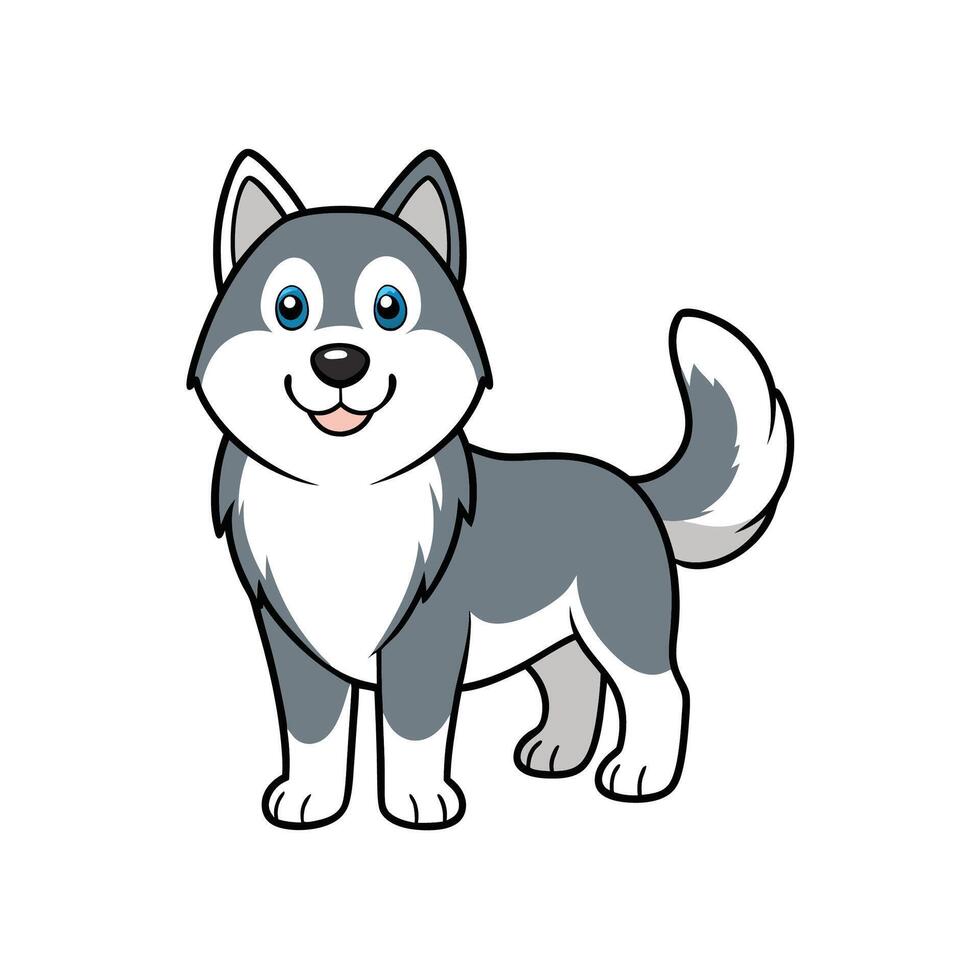 Cartoon husky dog illustration with a happy expression vector