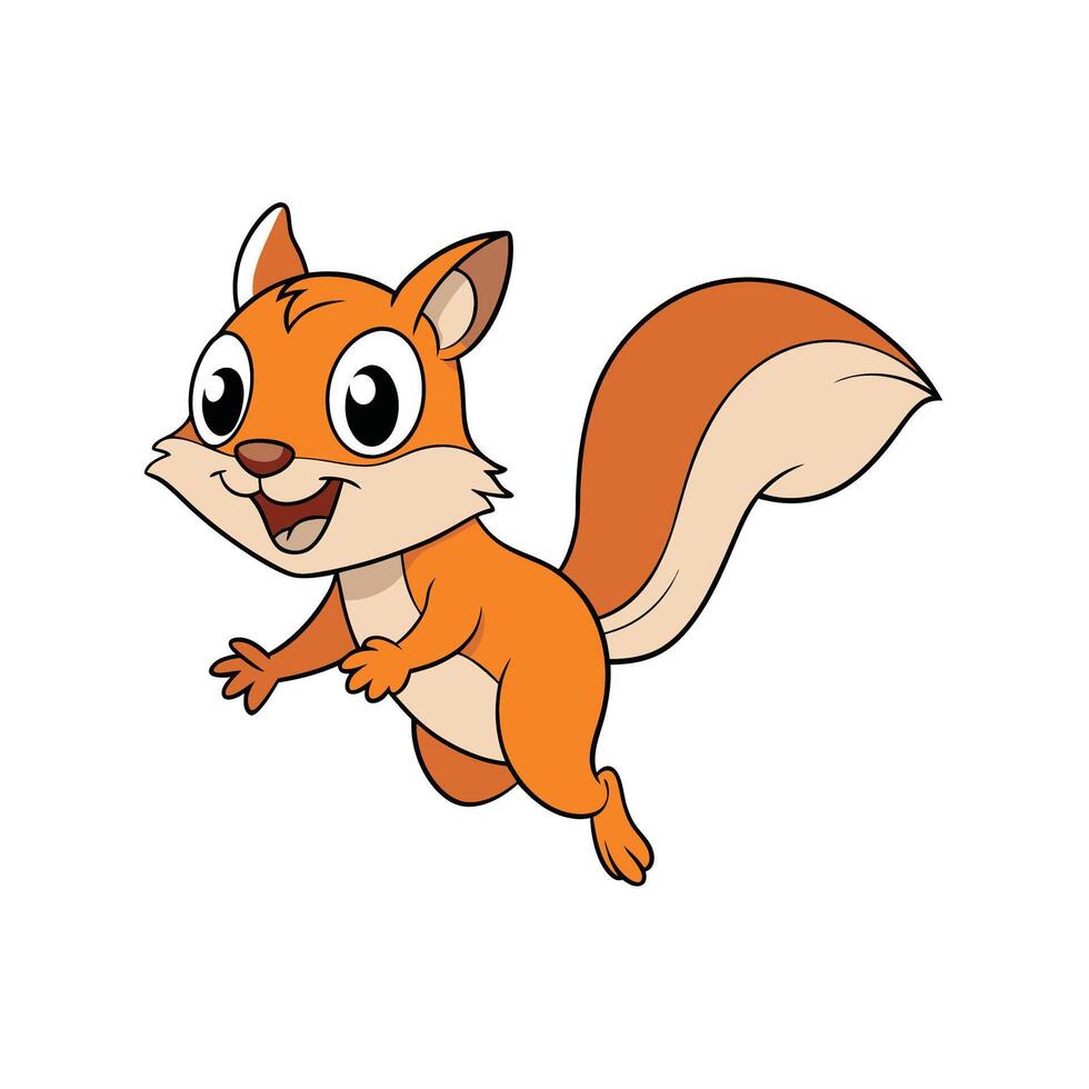 Playful orange squirrel leaps with joy illustration cartoon style vector