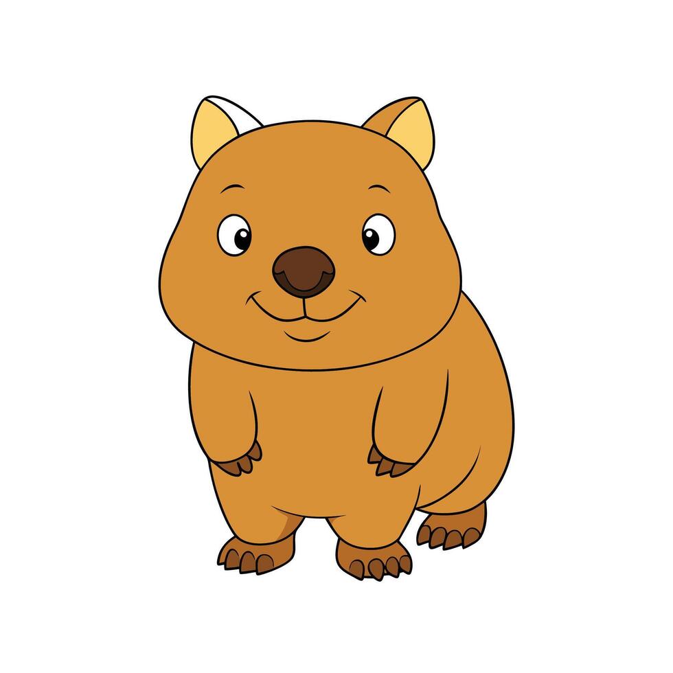 Cute cartoon wombat isolated on white background illustration art vector
