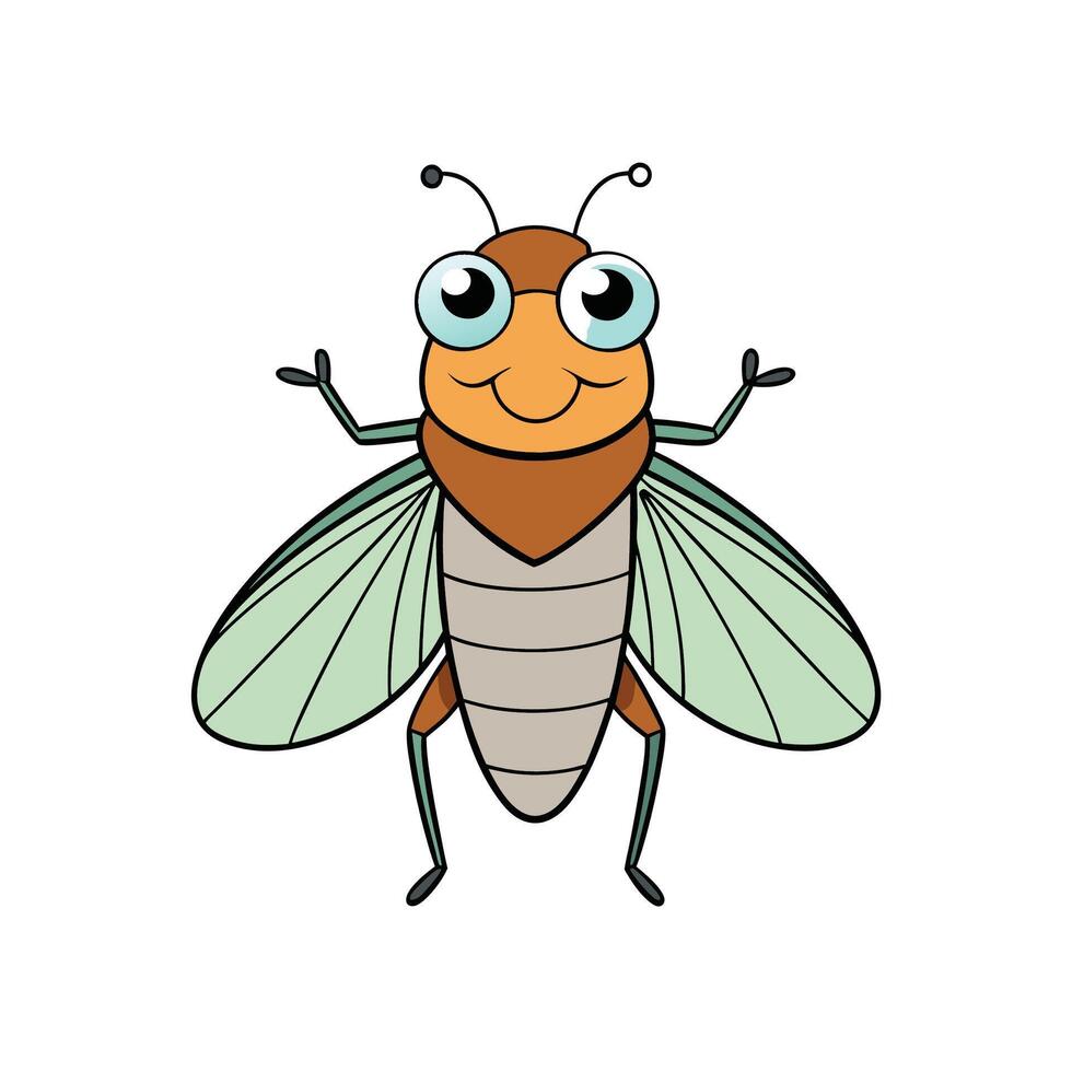 Cartoon insect illustration featuring happy expression and large eyes vector