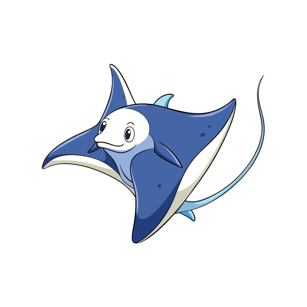 Friendly Cartoon Ray with a smile, on a white background vector