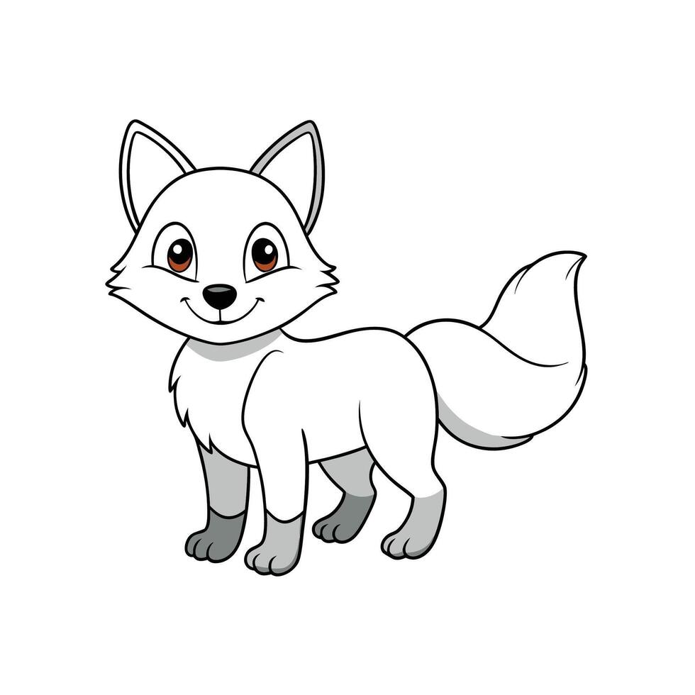 Charming arctic fox cartoon character posing on white background vector