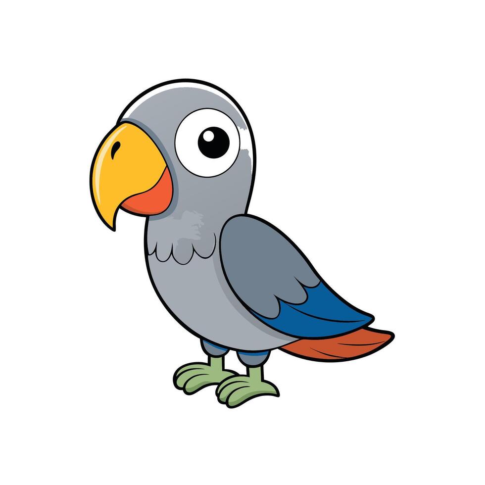 Cartoon parrot illustration with cute friendly appearance on white vector