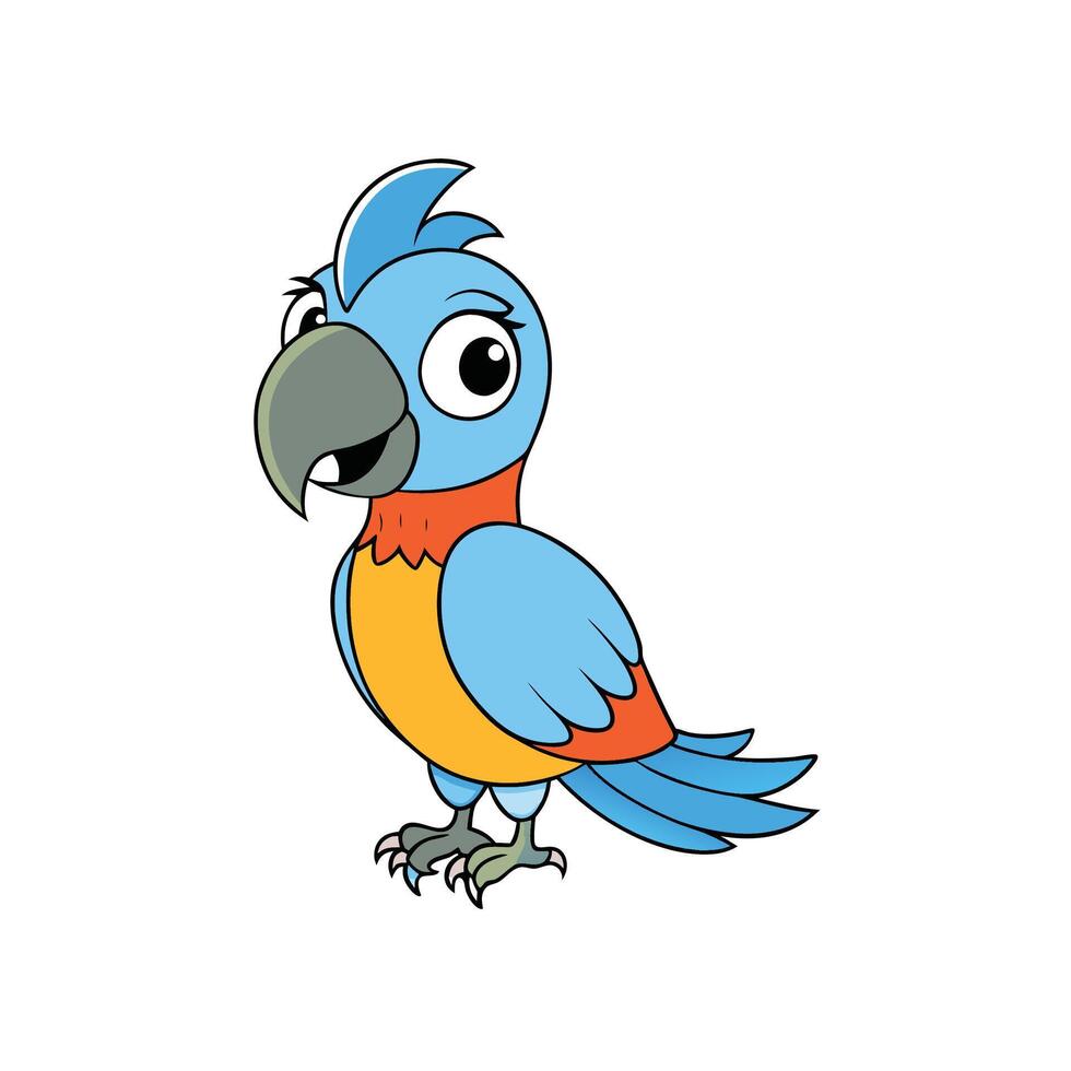 Cartoon parrot colorful illustration on white background vector