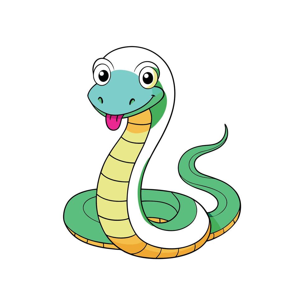 Cute cartoon snake slithering isolated on a white background vector