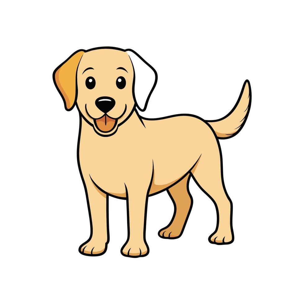 Cartoon golden retriever dog standing and smiling happily vector