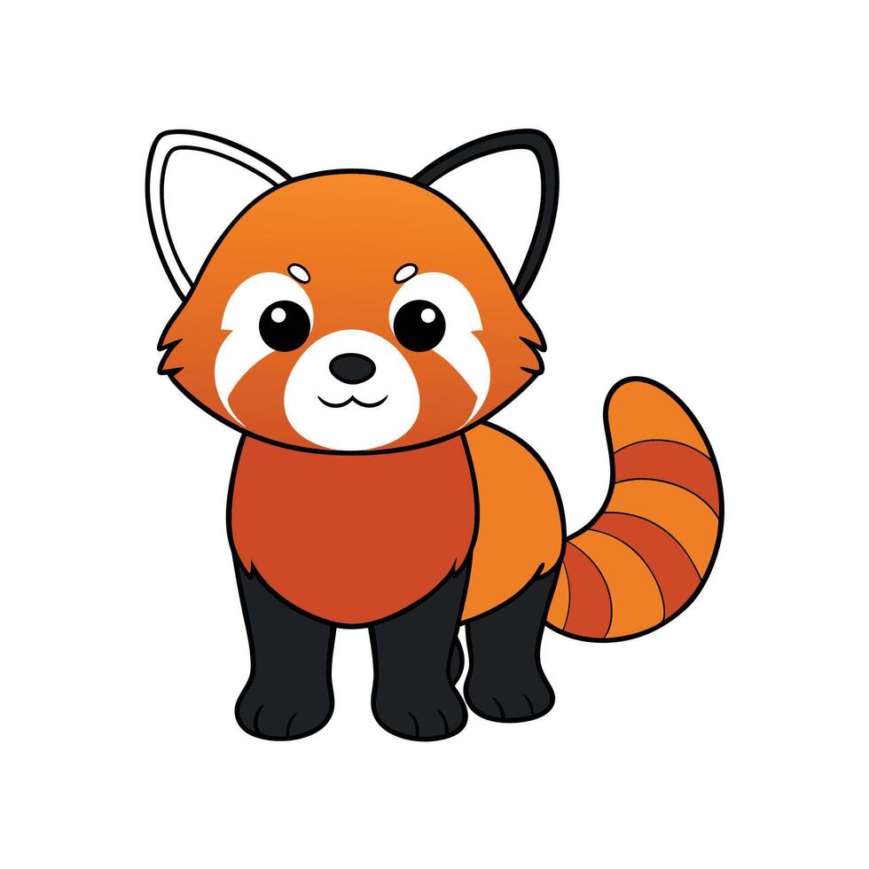 Cute cartoon red panda illustration on white background vector