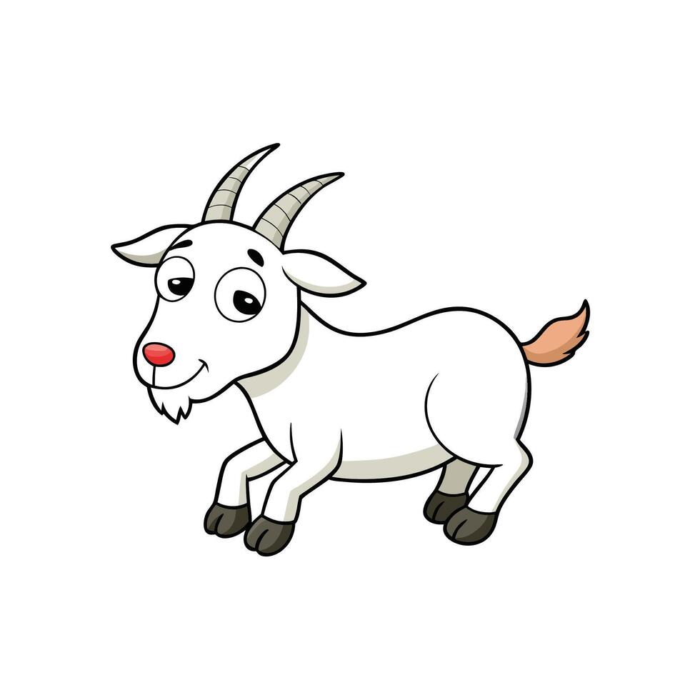 Cartoon goat illustration, friendly animal character on white background vector