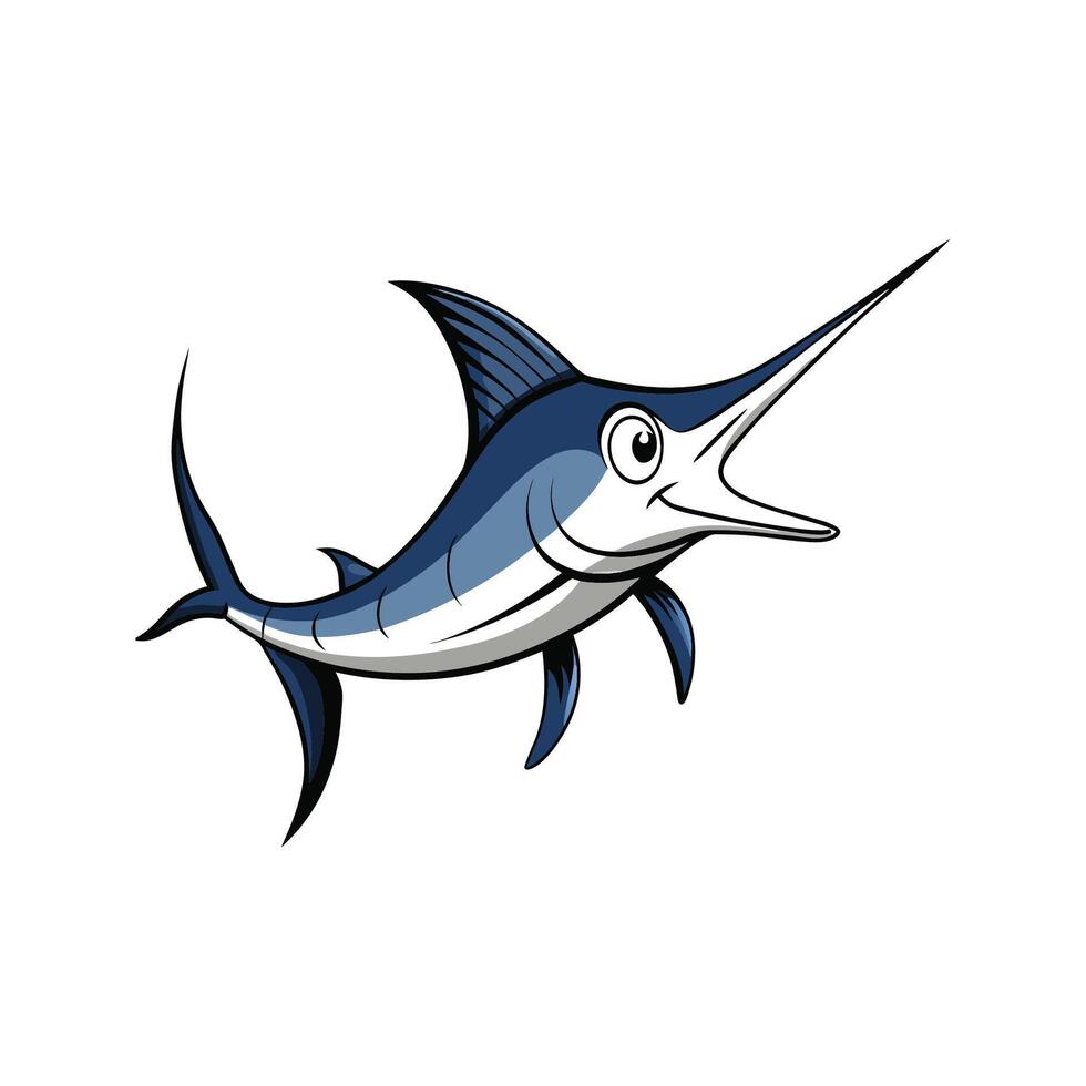 Cartoon marlin fish swimming gracefully in a cheerful design vector