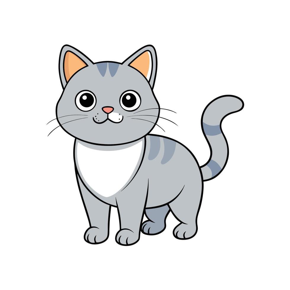 Cute cartoon cat standing upright with a cheerful expression vector